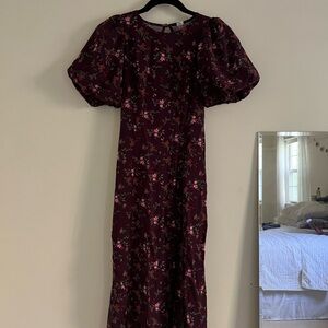 Old Navy Red Puff Sleeve Maxi Dress